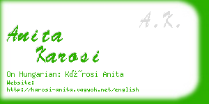 anita karosi business card